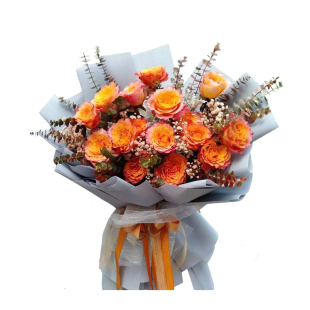 Bó hoa hồng cam rực rỡ - Biểu tượng của năng lượng, ấm áp và thành công