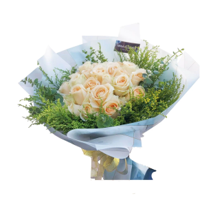 Bó hoa hồng vàng kem sang trọn