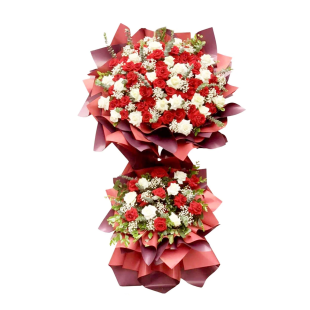 Kệ hoa hồng đỏ trắng sang trọng - Chúc mừng thành công