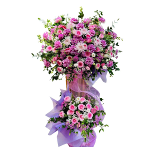 Kệ hoa chúc mừng tông tím hồng - Sang trọng &amp; ý nghĩa