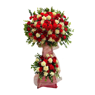 Kệ hoa hồng đỏ trắng tinh khôi - Món quà chúc mừng sang trọng