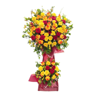 Kệ hoa hồng đỏ vàng - Rực rỡ, sang trọng, ý nghĩa