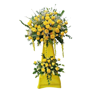 Kệ hoa hồng vàng chùa chia buồn - Lời tiễn biệt trang trọng và ấm áp