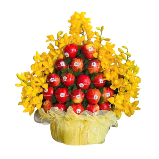 Mâm hoa quả lễ táo đỏ lan vàng - Trọn vẹn thành tâm dâng gia tiên, đền chùa, công ty